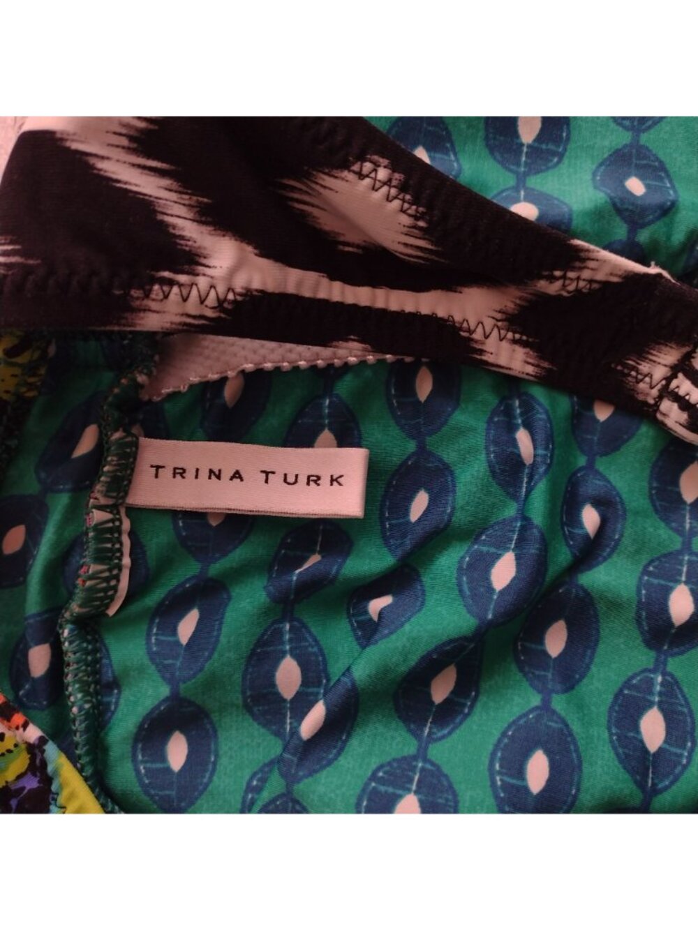 Trina Turk Africana High Neck Swimsuit M Colorful Printed High Leg One Piece - Picture 2 of 11